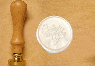 Lakstempel Ø25mm Save the date | lichtbruin handvat