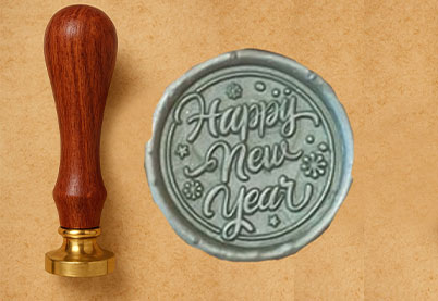 Lakstempel Ø25mm Happy New Year | donkerbruin handvat