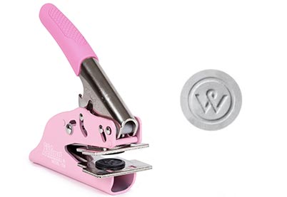 Preegstempel met logo Ø 20 mm Shiny EM-9 ROZE