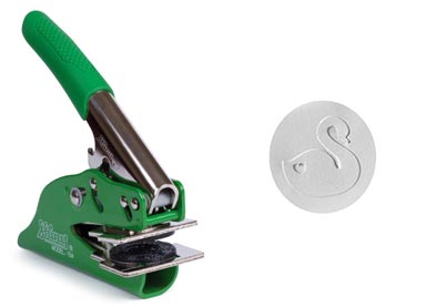 Preegstempel met logo Ø 30 mm Shiny EM-9 GROEN