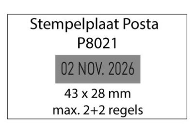 Stempelplaat Posta LL8021 met tekst of ontwerp