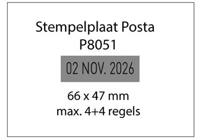 Stempelplaat Posta LL8051 met tekst of ontwerp