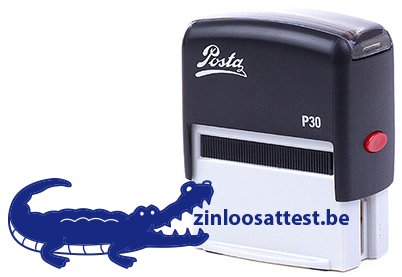 Blauwe Krokodil Stempel | Zinloos Attest | Posta P30